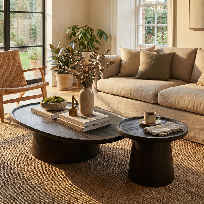 Ava Coffee & Eva Side Tables Set of 2 - Black