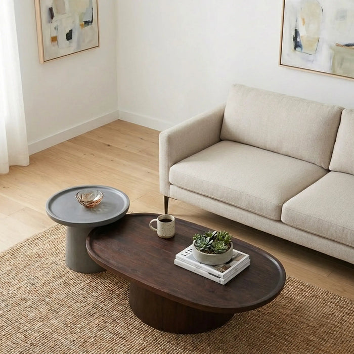Ava & Eva Table Set - Walnut & Grey