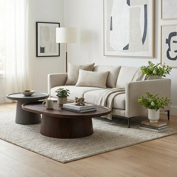 Ava & Eva Table Set - Walnut & Grey