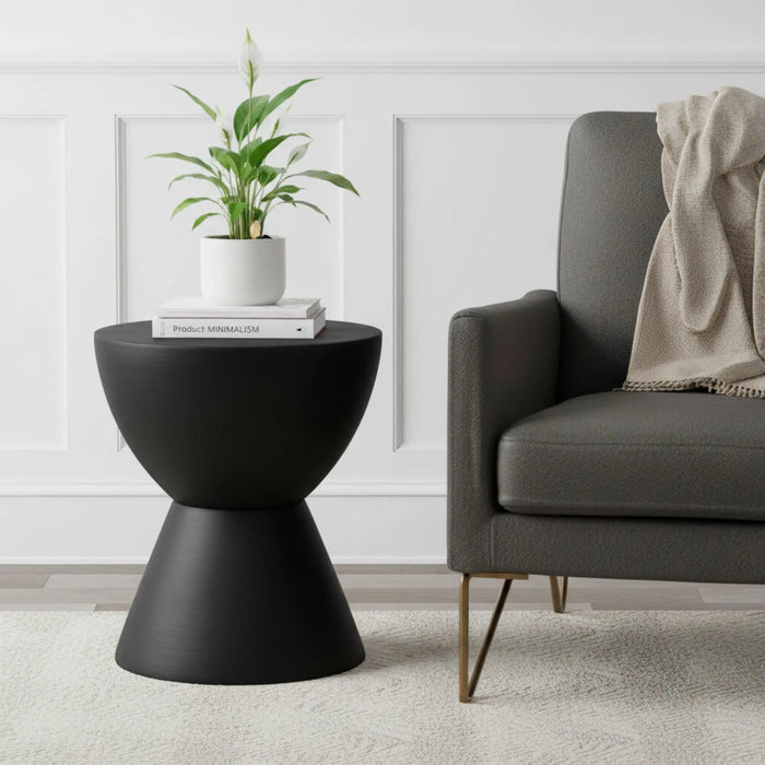 Barrel Metal Side Table - Black