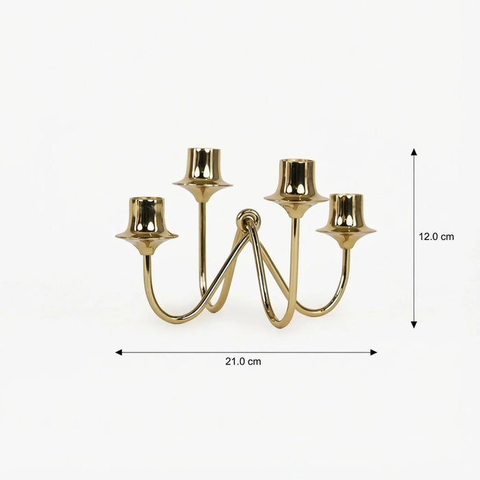Bezel Metal Candle Holder, Gold
