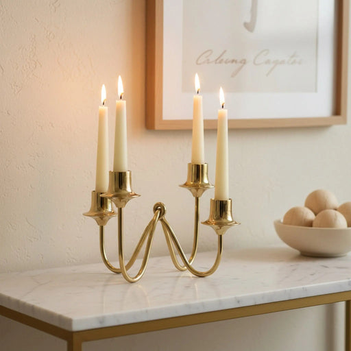 Bezel Metal Candle Holder, Gold Homelves