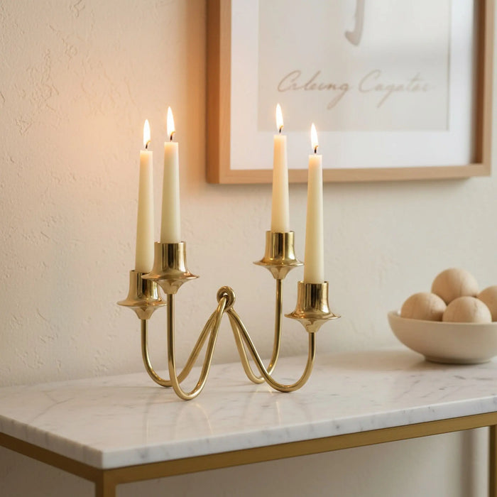 Bezel Metal Candle Holder, Gold