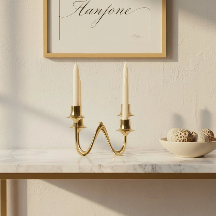 Bezel Metal Candle Holder, Gold
