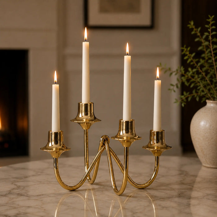 Bezel Metal Candle Holder, Gold