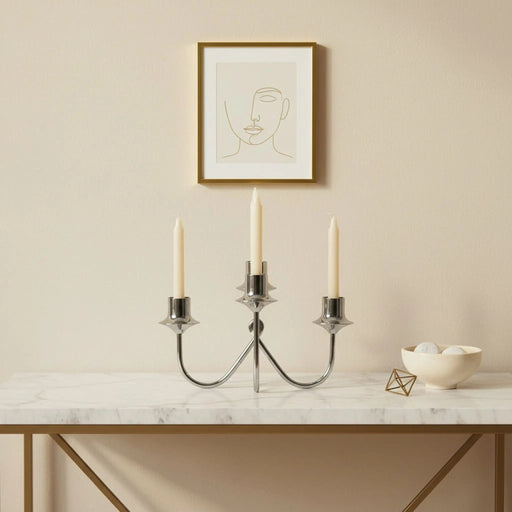 Bezel Metal Candle Holder, Silver Homelves