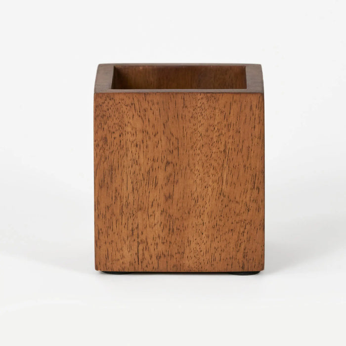 Boxy Wooden Pen Holder, Brown