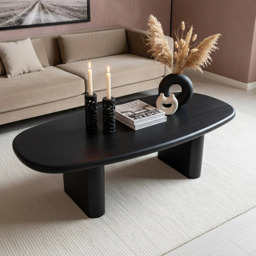 Calvin Rectangular Wooden Coffee Table - Black Homelves