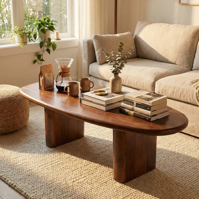 Calvin Rectangular Wooden Coffee Table - Walnut