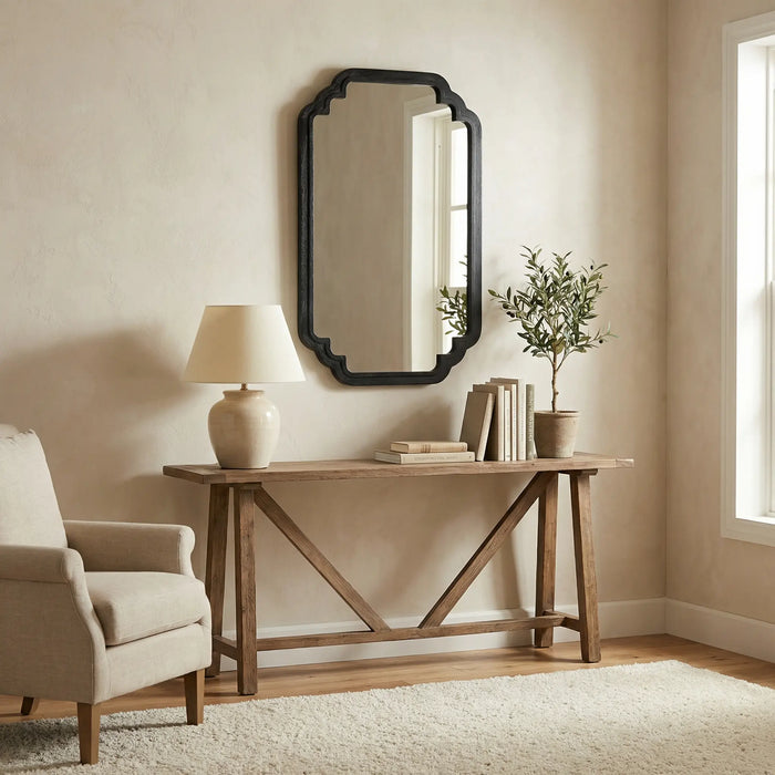 Celia Rectangular Wall Mirror With Wooden Frame - Black