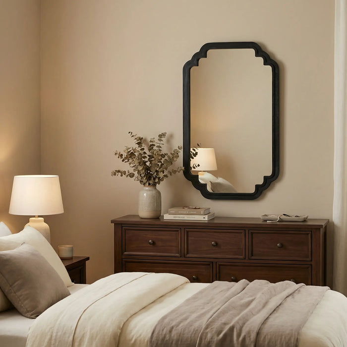 Celia Rectangular Wall Mirror With Wooden Frame - Black
