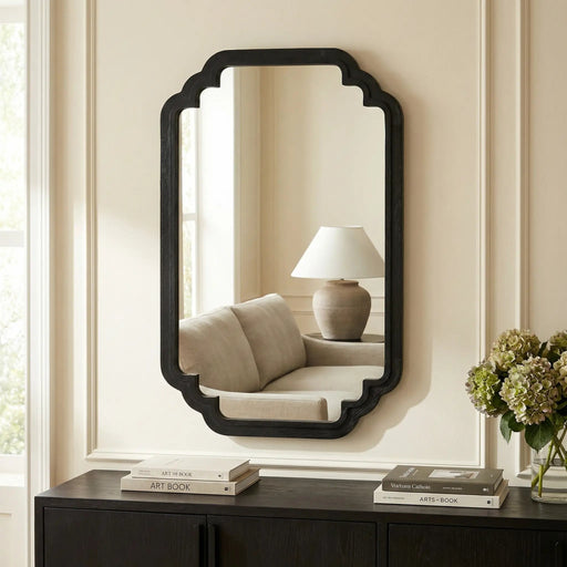 Celia Rectangular Wall Mirror With Wooden Frame - Black Homelves