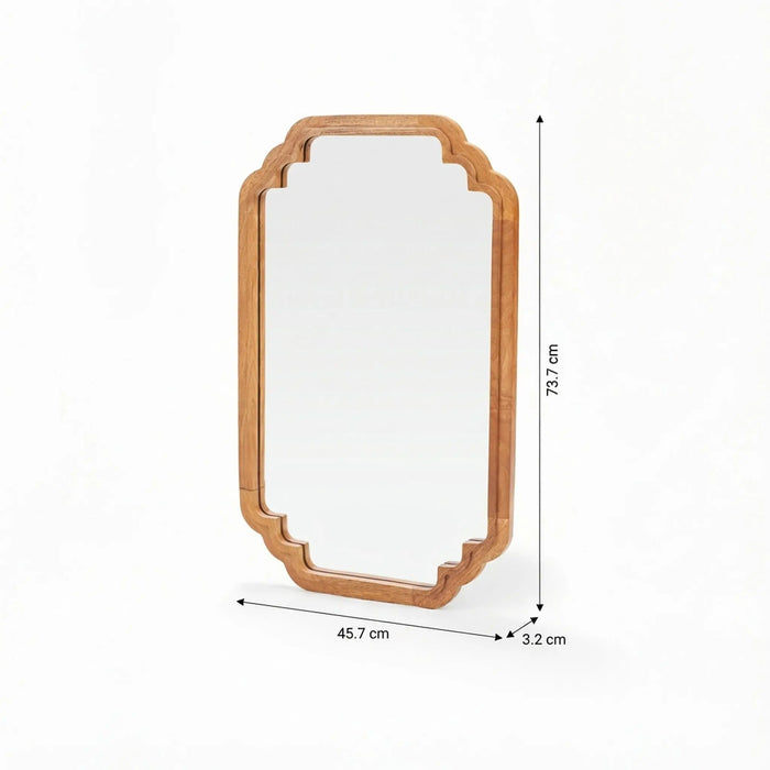 Celia Rectangular Wall Mirror With Wooden Frame - Honey
