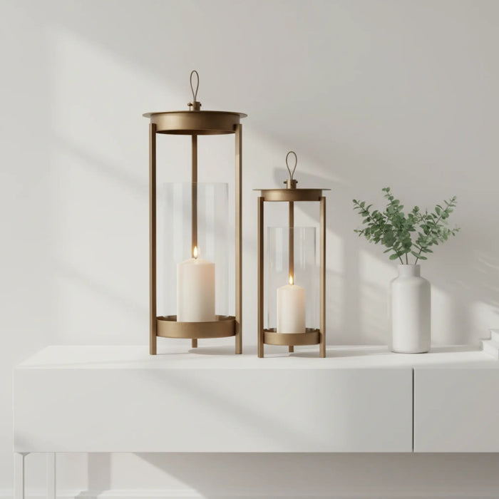 Cesca Metal Lantern, Set Of 2 - Brown