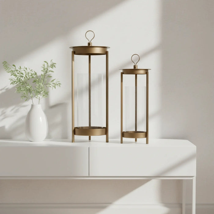 Cesca Metal Lantern, Set Of 2 - Brown