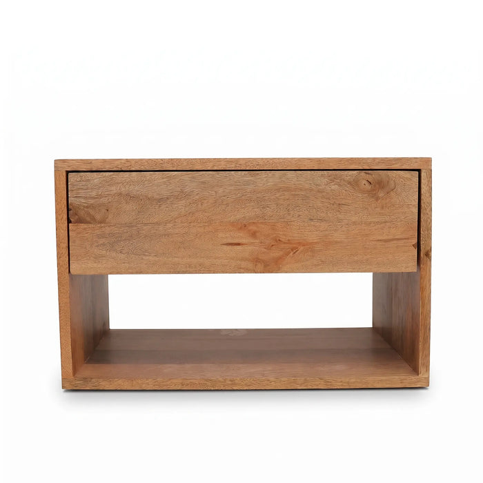 Cube Wooden Nightstand & Bedside Table - Natural