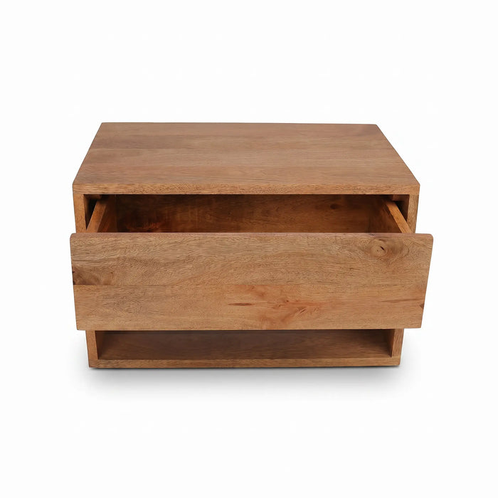 Cube Wooden Nightstand & Bedside Table - Natural