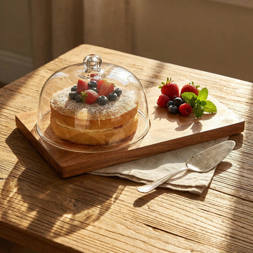 Dome Serving Platter With Glass Cover - Natural Homelves