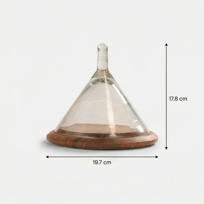 Dome Serving Platter With Glass Cover, Small - Natural