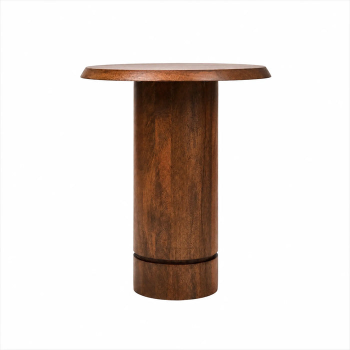 Eden Pedestal Round Side Table, Tall - Walnut
