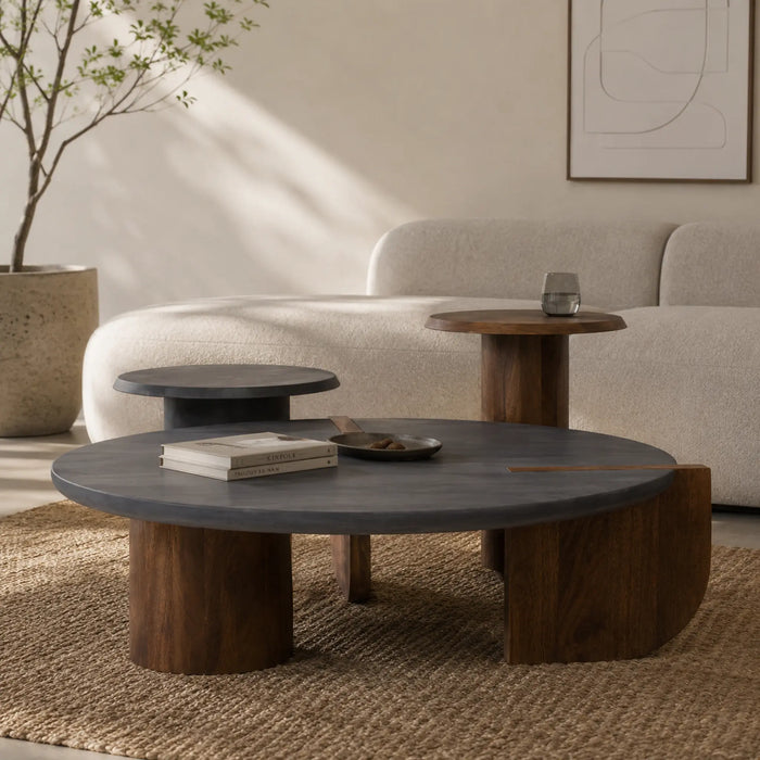 Eden Table Set - Grey & Walnut