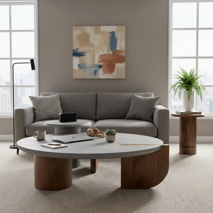 Eden Table Set - Grey & Walnut