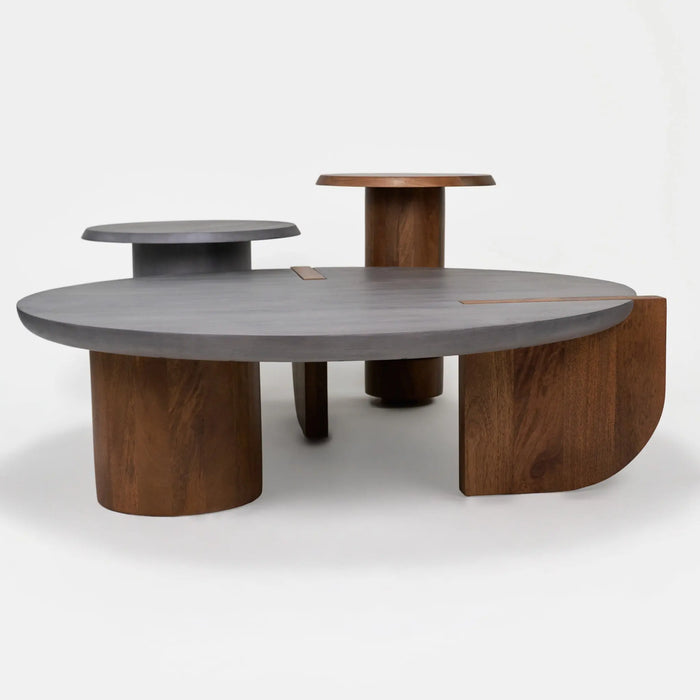 Eden Table Set - Grey & Walnut