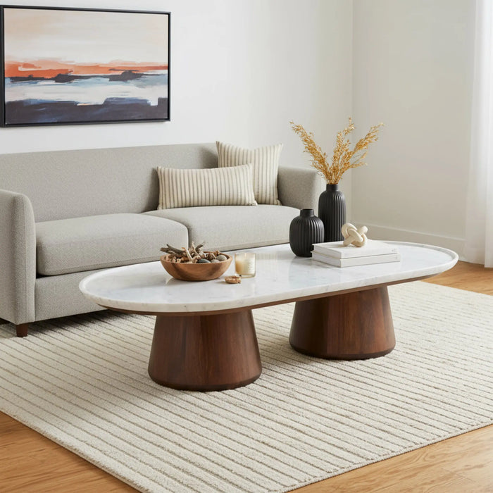 Elara Coffee Table with Marble Top - Large