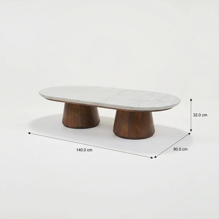 Elara Coffee Table with Marble Top - Large