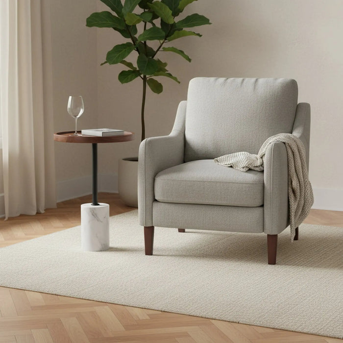 Elnor Side Table With Marble Base - Walnut