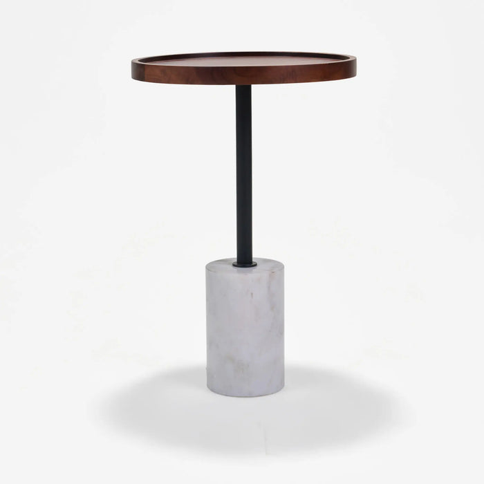 Elnor Side Table With Marble Base - Walnut
