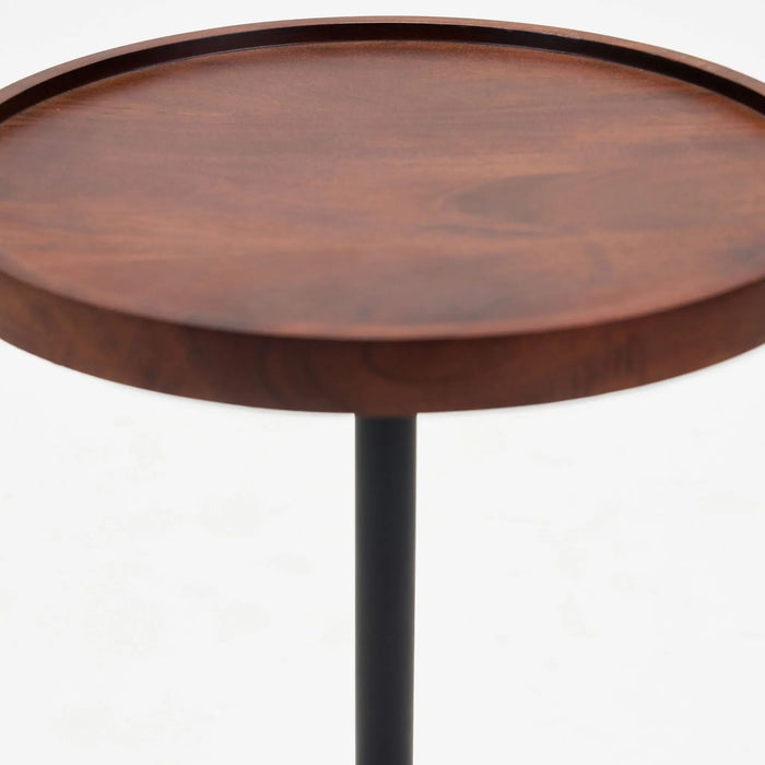 Elnor Side Table With Marble Base - Walnut