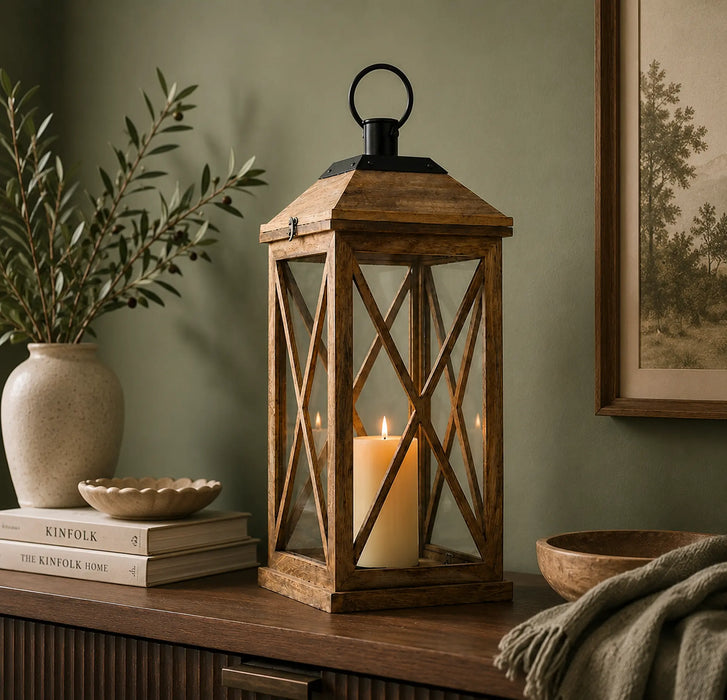 Eon Wooden Lantern, Large - Natural