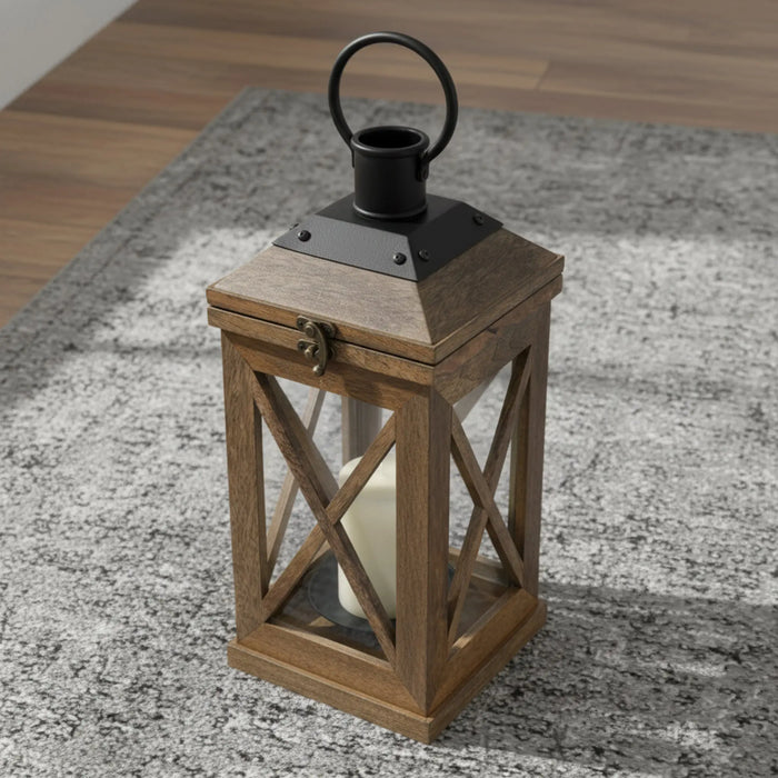 Eon Wooden Lantern, Medium - Natural
