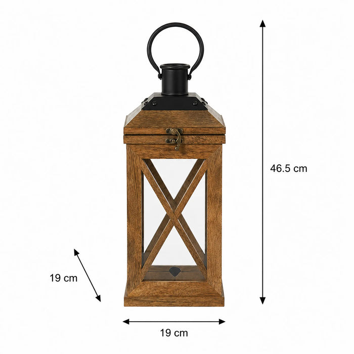 Eon Wooden Lantern, Medium - Natural