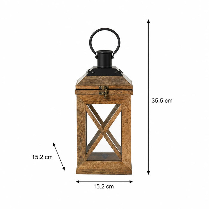 Eon Wooden Lantern, Small - Natural