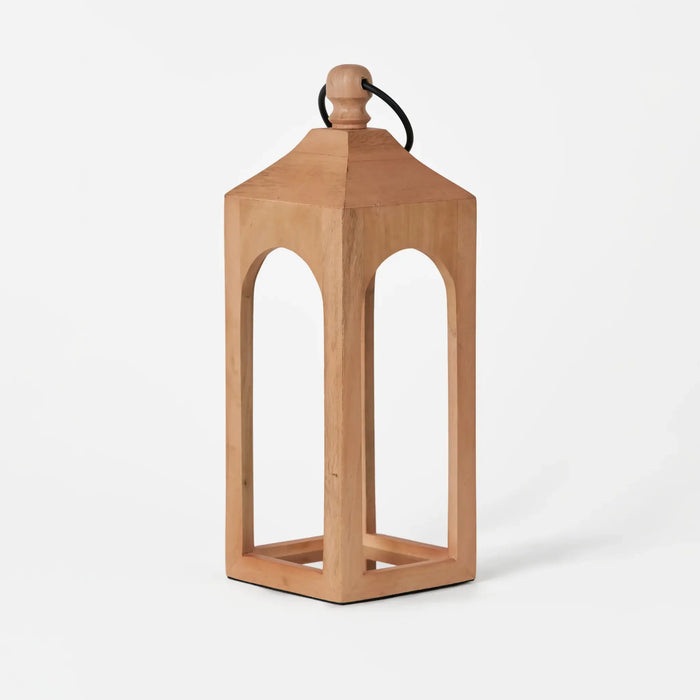 Wooden lantern with a white background