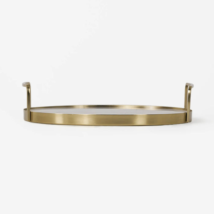 Fia Marble Tray With Metal Handles - Gold