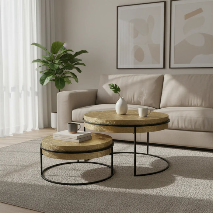 Filo Nesting Coffee Table, Set Of 2 - Gold