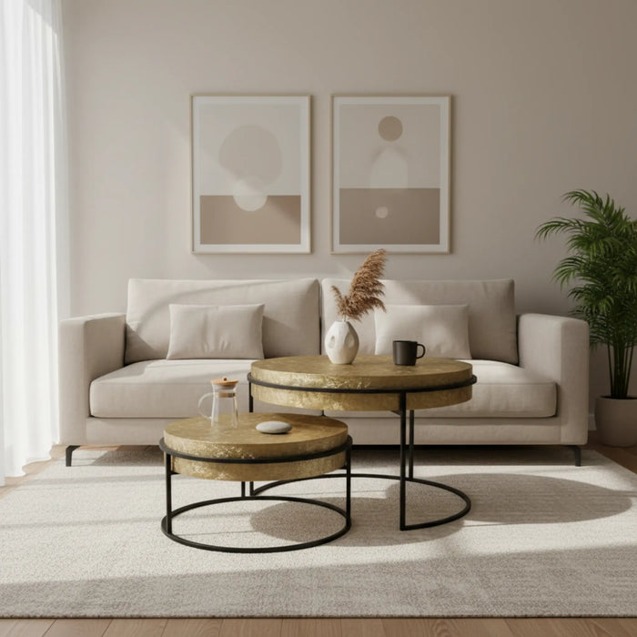 Filo Nesting Coffee Table, Set Of 2 - Gold