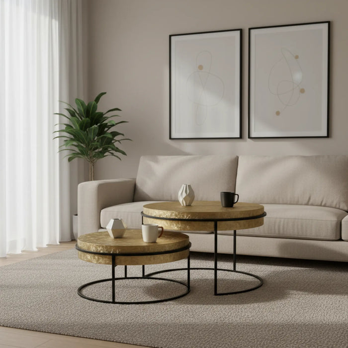 Filo Nesting Coffee Table, Set Of 2 - Gold