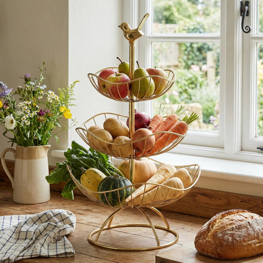 Fiza 3 Tier Serving Stand - Gold Homelves
