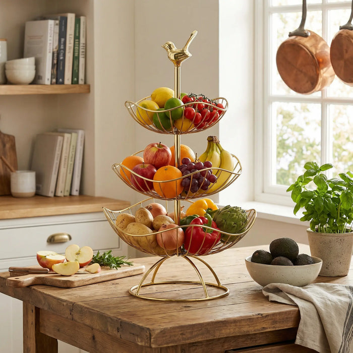 Fiza 3 Tier Serving Stand - Gold