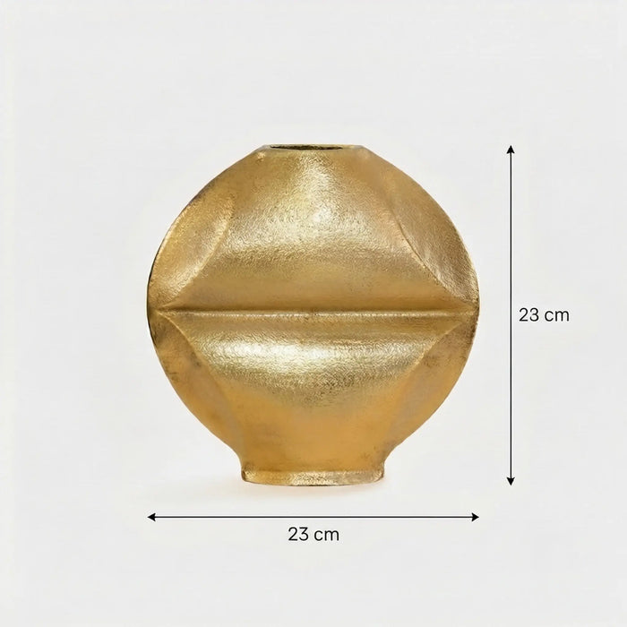 Flux Metal Decorative Vase, Set Of 2 - Gold