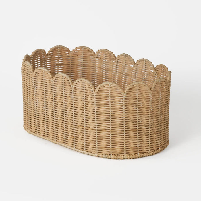 Frill Oval Rattan Storage Basket, Large - Natural