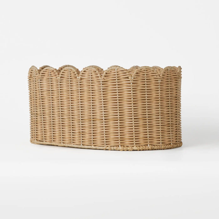 Frill Oval Rattan Storage Basket, Large - Natural