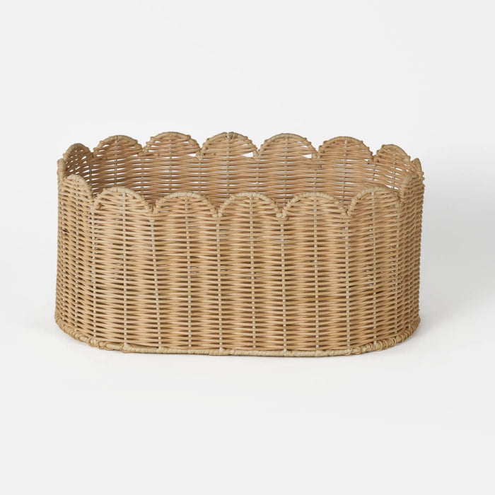 Frill Oval Rattan Storage Basket, Small - Natural