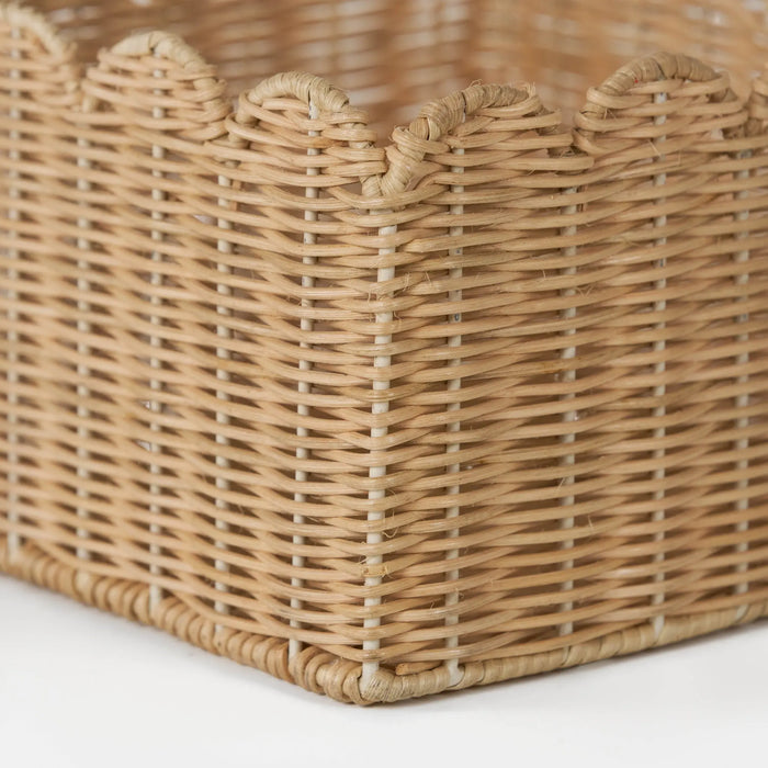 Frill Rattan Storage Basket, Square - Natural