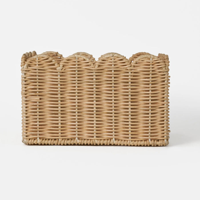 Frill Rattan Storage Basket, Square - Natural
