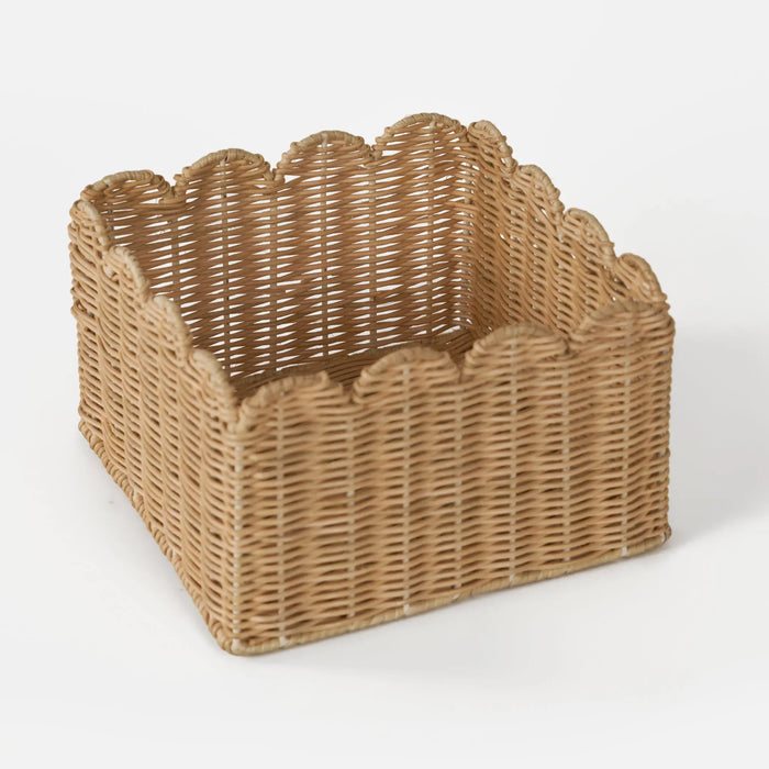 Frill Rattan Storage Basket, Square - Natural
